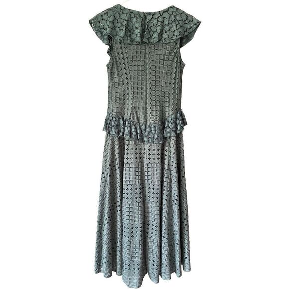 NEW Anthropologie Antoinette Ruffled Midi Dress size M Green - Picture 5 of 15
